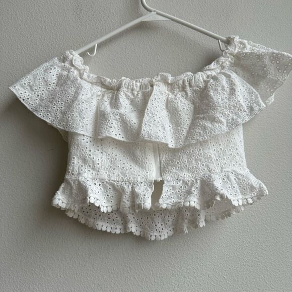 Revolve Majorelle Julianna White Eyelet Lace Off The Shoulder Blouse Size Small - Picture 5 of 8
